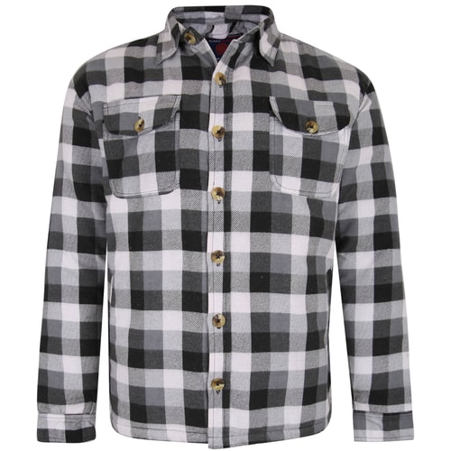 KAM Sherpa Lined Flannel Shirt Black